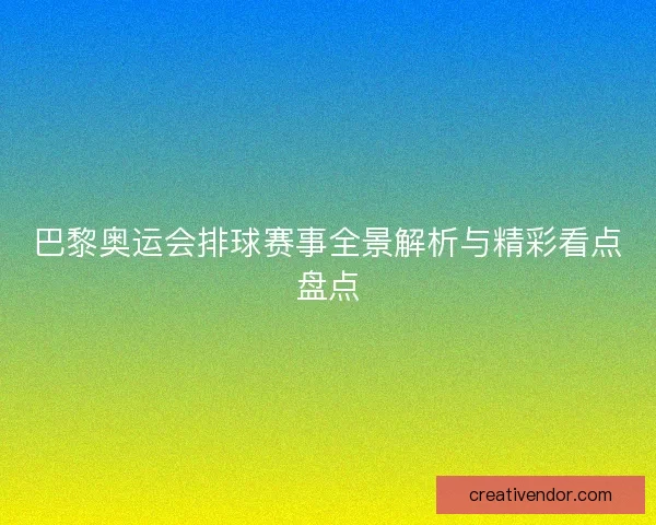 巴黎奥运会排球赛事全景解析与精彩看点盘点