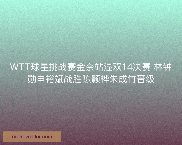 WTT球星挑战赛金奈站混双14决赛 林钟勋申裕斌战胜陈颢桦朱成竹晋级
